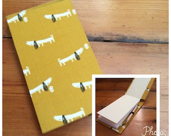 Handmade Jotter Notebook with Pencil/Sausage Dog Fabric/Shopping List pad