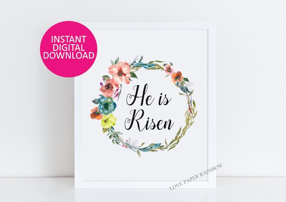 He is risen, Matthew 28:6, bible verse wall art, bible printable, bible print, bible decoration, Easter wall decor, printable Easter art