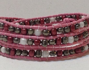 Leather triple wrap bracelet