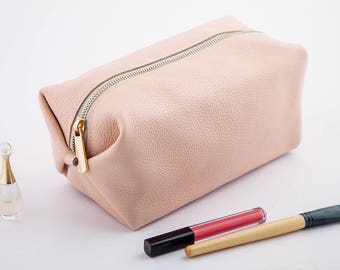 Leather makeup bag | make up bag leather | cosmetic bag leather | pouch leather | toiletry bag | cosmetic pouch | zipper pouch gift for her