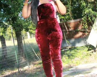 crushed velvet overalls