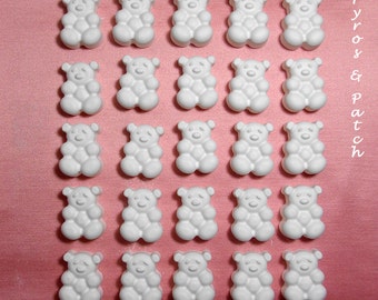 Set of 25 white chalks shaped bears for decorating favors birth or ceremony memories - Set di 25 gessetti bianchi orsetti per decorazione