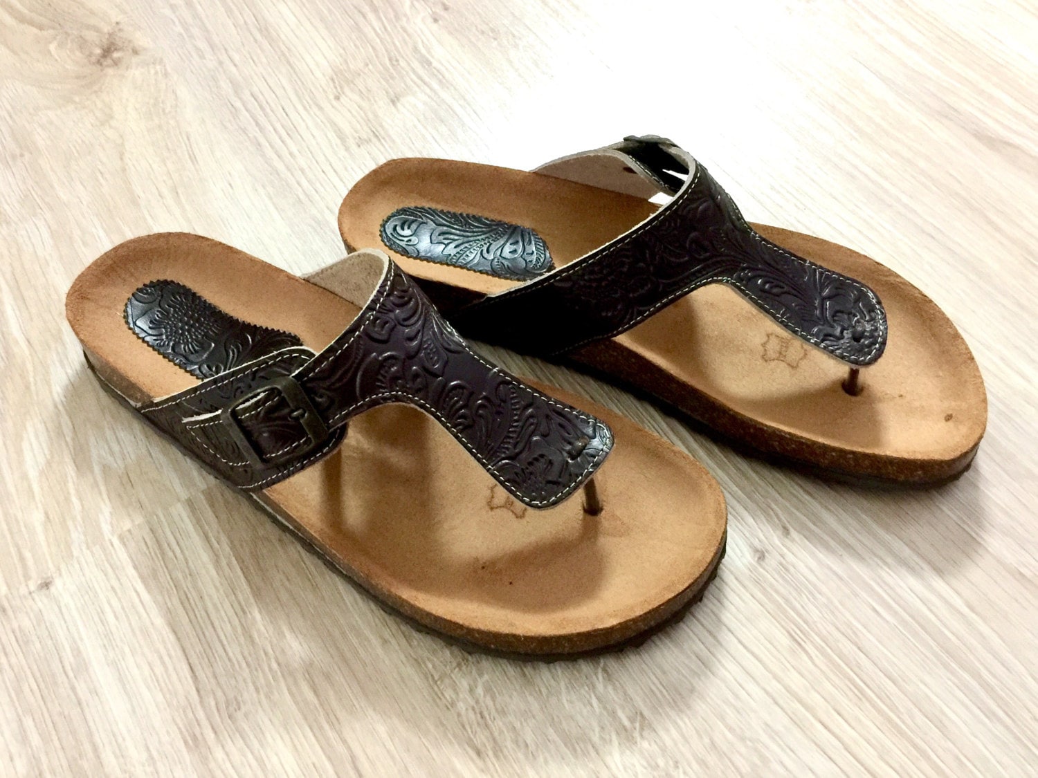 Cork and Leather Men Sandals Cork Sole Platform Slides Summer Cork and Leather Men Sandals Cork Sole Platform Slides Summer