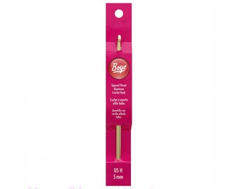 Boye Size H Crochet Hook (5mm). 6" Aluminum Crochet Hook. Boye Size H8 Crochet Hook. Medium. Metal. Light weight. (US H-8, H/8) 332621800HM
