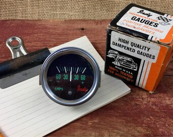 Vintage New Old Stock Indy Automotive Dampened Ammeter Gauge Made In USA Steampunk Industrial Electrical Decor Mid Century Hot Rod Rat Rod
