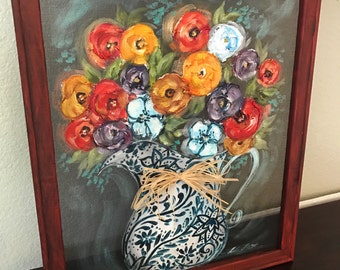 CUSTOM Art Painting,Painting Blossoms Flowers Textured,Floral Wall Art