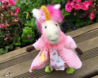 Little felted Unicorn in the Morning Handmade