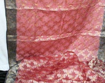 Vintage Embroidered Silk Sari