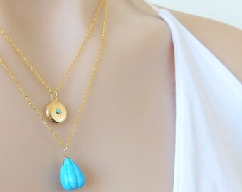 Gold Round Locket, Vintage Gold Locket Necklace, Tiny Gold Locket, Bridesmaids Gift, Gold Necklace, Gift for Her