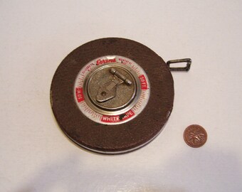Evans White 50' Metal Retractable Measuring Tape Vintage