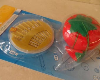 set of 30 needles and a worn needles fabric