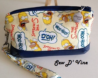 MOTHERS DAY Special, free* postage Simpson, Homer, Clematis, Clutch Zipper, Clutch, Wallet, Pouch Zipper, Wristlet, Removable Strap