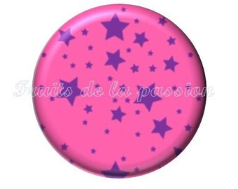 1 cabochon 25mm celestial stars round glass