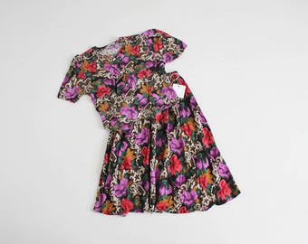 matching floral blouse and skirt | crop top and skirt set | two piece outfit