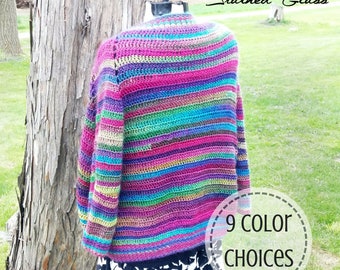 Mother's Day Gift for Mom - Crochet Festival Cardigan Sweater - Colorful Striped Boho Sweater