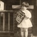 Digital Download Vintage Photo - Victorian Girl Standing on the Porch Holding a Poultry Magazine Watching Her Chickens - Use for Collage