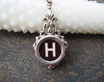 Typewriter Key Jewelry - Typewriter Necklace Letter H