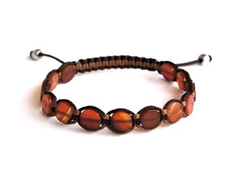 Carnelian Shamballa Bracelet Tibetan Energy Beaded Womens Bracelet Prosperity Success Bracelet Abundance Bracelet Orange carnelian Jewelry