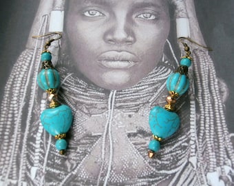 "CŒUR" earrings turquoise blue