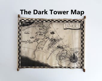 The Dark Tower Map Scroll, End-World Map, Mid-World Map, Handmade Roland's World Map