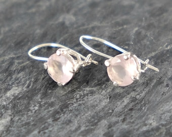 Rose Quartz Earrings, Sterling Silver Earrings, Rose Quartz jewelry Gift For Girlfriend, Love Gemstone Pink Quartz Earrings - MADE TO ORDER