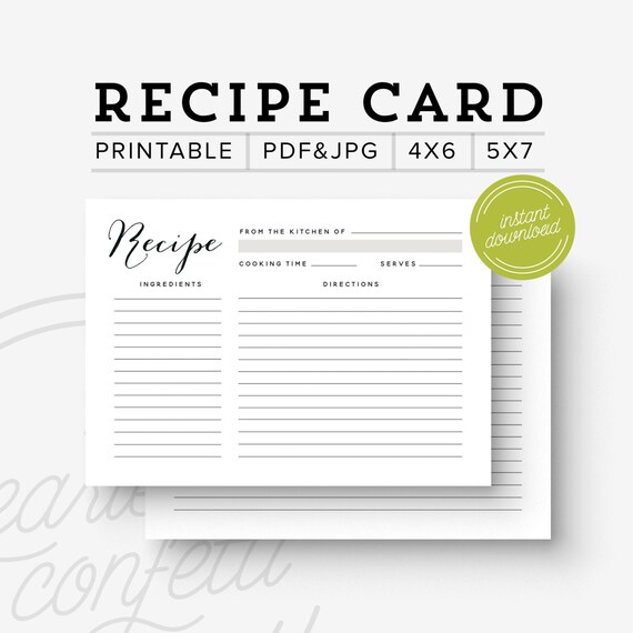 printable recipe card recipe card pdf recipe printable