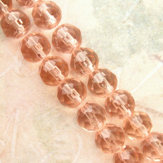 6mm Pink Glass Beads 50 Beads Per 11 Strand Faceted