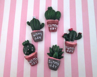 4 Assorted Cactus Cabochons, Cacti Cabochons, Plant Cabochons, Plant Lady #1046