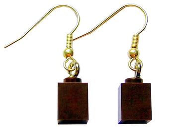 Brown LEGO (R) brick 1x1 on a Silver/Gold plated dangle (hook) - PIF (Pay It Forward)