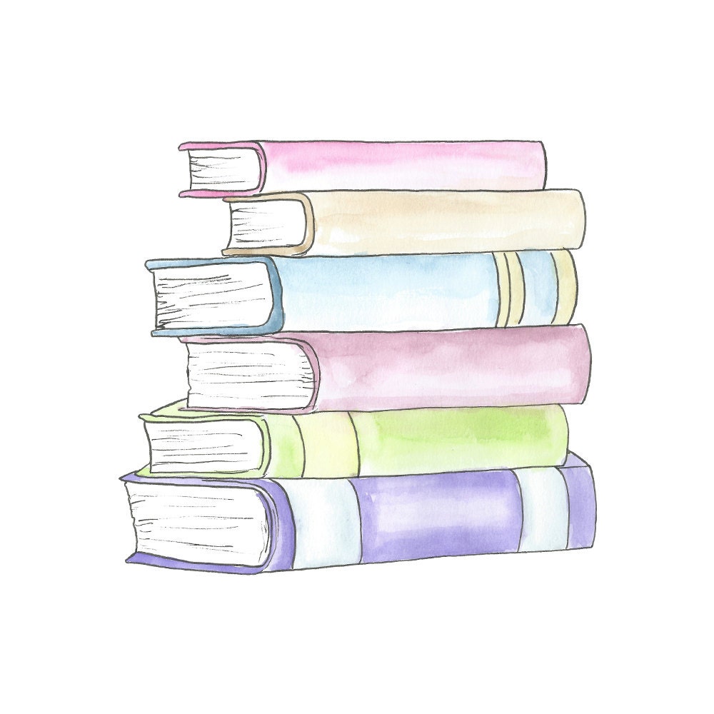 Watercolor Stack Of Books Clipart Planner Clipart School Clip Art