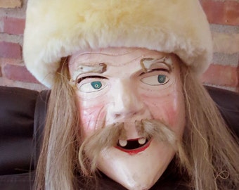 Genuine sheepskin vintage earflap hat