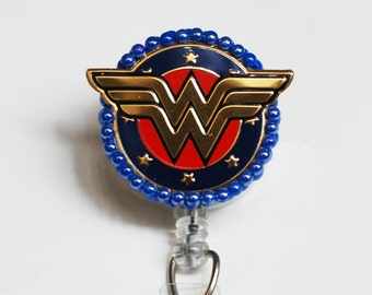 Wonder Woman Iconic Symbol ID Badge Reel - Retractable ID Badge Holder - Zipperedheart