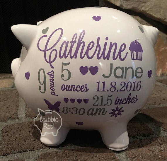Personalized Piggy Bank Baby Girl Piggy Bank Baby Girl
