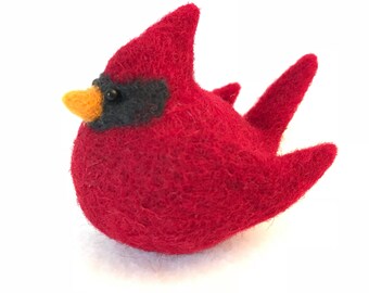 Needle felted red cardinal, Christmas cardinal, needle felt bird