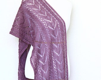 Knit shawl, lace stole, Leola wrap, Lace shawl, knitted stole, knitted shawl, mauve shawl