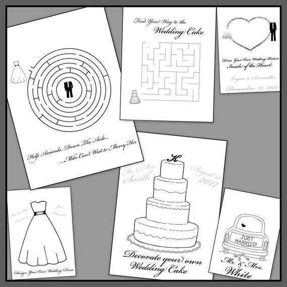 Items similar to Personalized Wedding Coloring Book - Printable File ...