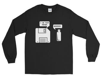 USB Floppy Disk I am Your Father Long Sleeve T-Shirt, Funny Geek Gifts , Tech Computer Gift for men and women, computer geek gifts