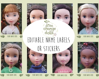 Tree Change Dolls® Editable Name Tags / Stickers Doll #571 to #578