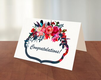 Congratulations Card, Congratulations Greeting Card, Wedding Congrats Card, Wedding Cards, Engagement Card, Engagement Party Card, Printable