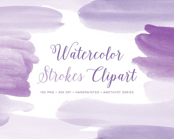 Watercolor purple clipart paint strokes. Perfect Graphics for