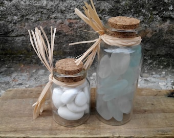 MERMAID's Tear Glass - Decorationn 1 Small Bottlee With Sea Glass with Genuine Natural Amalfi Coast Sea Glass