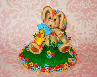 Easter Bunny & Chick - Polymer Clay Figurine Collectibles