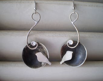 Birdy Bird Vol. 2 Handmade earrings, Bird earrings, Black oxidition, Contemporary earrings