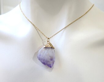 Amethyst Necklace, Raw Amethyst, February Birthstone Necklace, Amethyst and Gold, Bridal Necklace, Wedding Jewlery, Purple Necklace, For Her