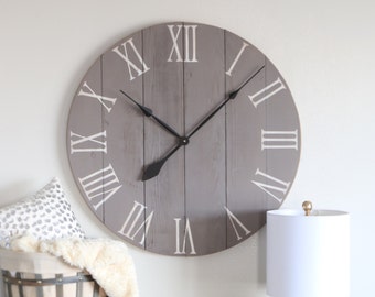 medium grey chalk paint large wall clock