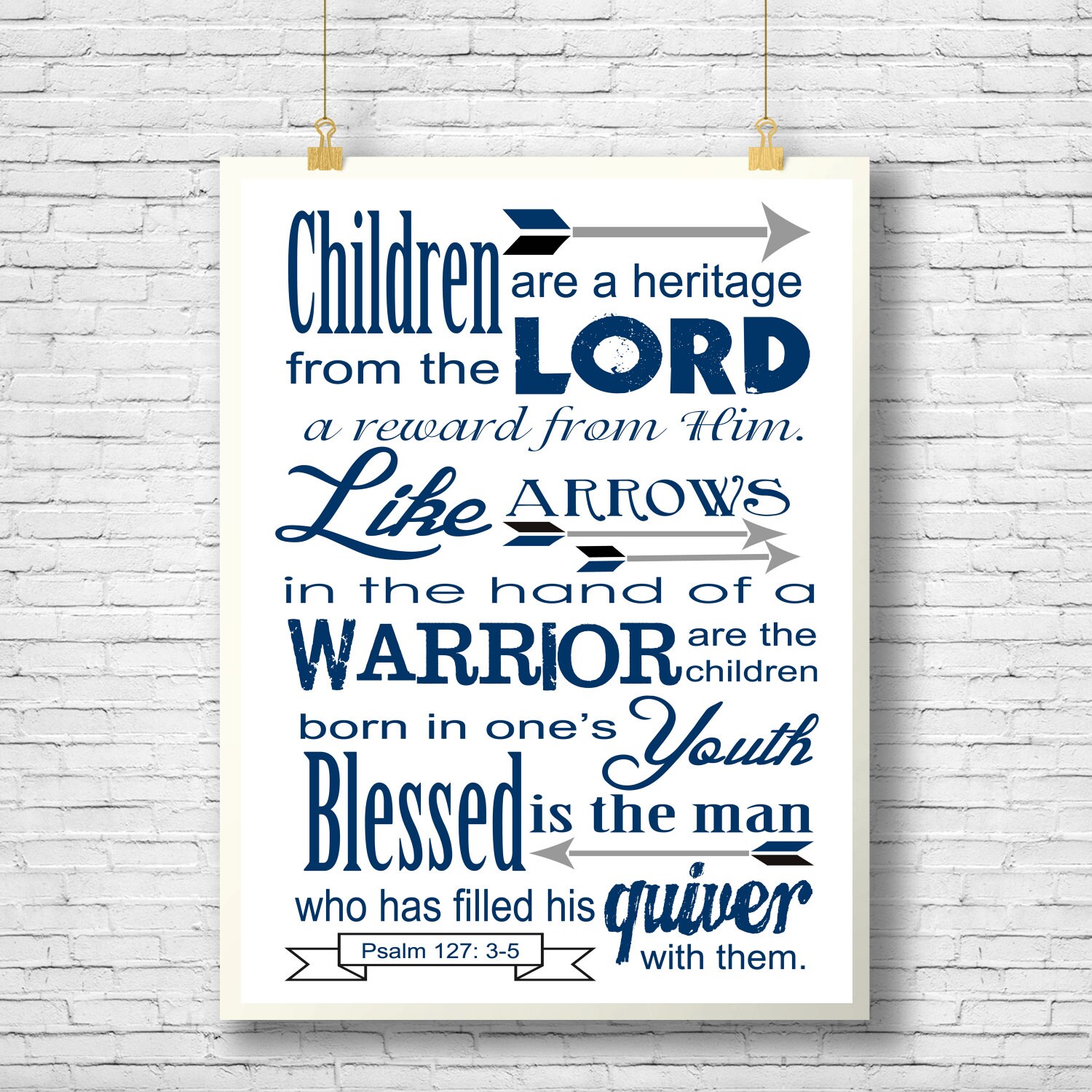 PRINTABLE Bible Verse Scripture art Psalm 127:3-5 Children