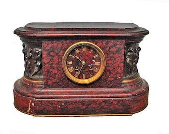 French Renaissance Style Marble Clock Barbedienne
