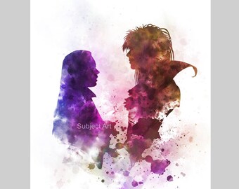 Labyrinth inspired ART PRINT illustration, David Bowie, Movie, Film, Wall Art, Home Decor, Gift