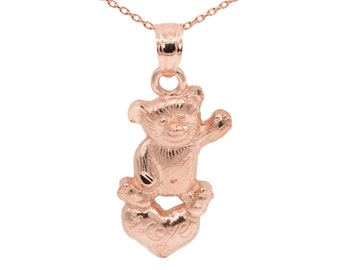 10k Rose Gold Teddy Bear Necklace