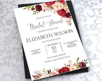 Bridal Shower Invitation, Bridal Shower Invite, Rustic Wedding, Wedding Shower Invitations, Wedding Printable,PDF Instant Download| VRD137BS